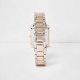 Thumbnail for your product : River Island Womens Rose gold tone diamante pave square watch