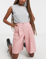 Thumbnail for your product : Topshop PU culottes in pink