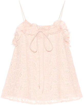 See by Chloe Embroidered cotton and silk top