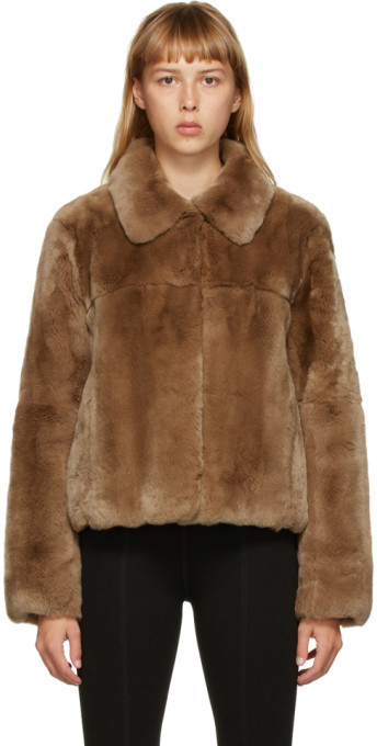 Yves Salomon Meteo Brown Fur Crop Jacket - ShopStyle
