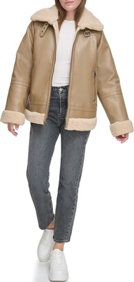Levi's Relaxed Faux Shearling & Faux Leather Aviator Jacket