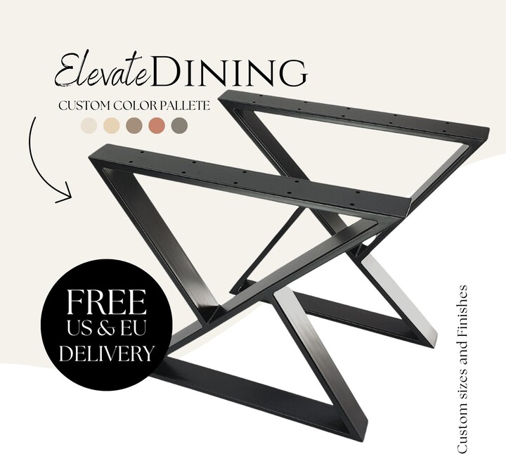 Etsy Metal Dinning Room Table Legs Set Of 2 X Frame. Office Table