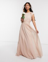 Thumbnail for your product : ASOS DESIGN Bridesmaid ruched bodice maxi dress with cap sleeve detail
