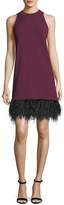 Thumbnail for your product : Milly Sleeveless Cocktail Shift Dress w/ Ostrich Feather Hem