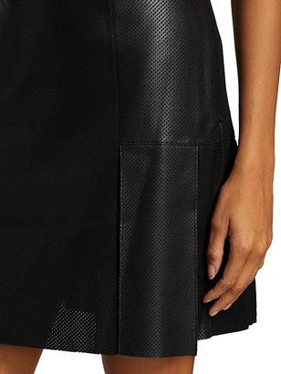 Akris Punto Perforated Leather A-Line Skirt