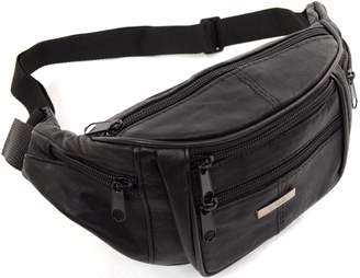 SNUGRUGS Unisex Soft Nappa Leather Waist Bag / Money Belt / Fanny Pack, Multiple Pockets
