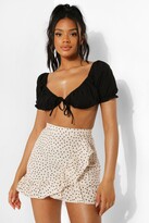 Thumbnail for your product : boohoo Petite Spot Print Ruffle Wrap Mini Skirt
