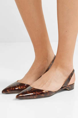 Paul Andrew Rhea Printed Patent-leather Point-toe Flats