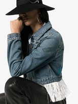 Thumbnail for your product : Alanui Hawaii Map-embroidered fringed denim jacket