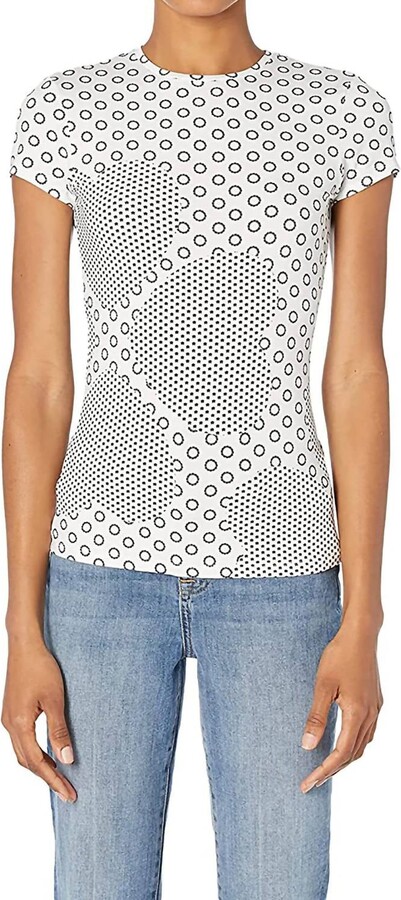 Ted Baker Sirah Heart Printed Fitted Tee In Black/white