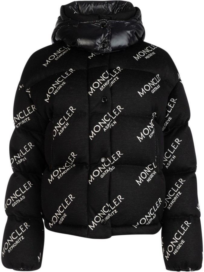 Moncler Allover Logo Hooded Down Jacket - ShopStyle