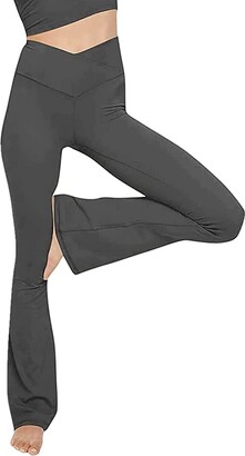 CRZ YOGA Womens Butterluxe V-Waisted Crossover Pockets Flare Leggings 31