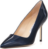 Thumbnail for your product : Manolo Blahnik BB Shimmer Patent 90mm Pump, Navy (Made to Order)