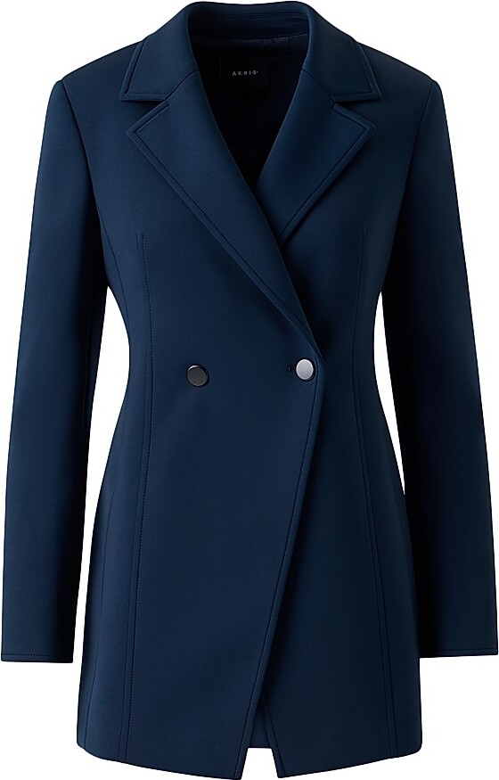 Akris Women's Duska Neoprene Double-Breasted Jacket - Denim Blue - Size 6