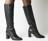 Thumbnail for your product : Office Kingdom Block Heel Knee Boots Black Leather