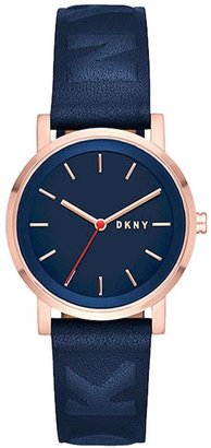 DKNY Women's Soho 34mm Leather Band Steel Case Quartz Analog Watch Ny2604