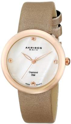 Akribos XXIV Women's AK687PK Impeccable Swiss Quartz Diamond Mother-of-Pearl Satin Strap Watch
