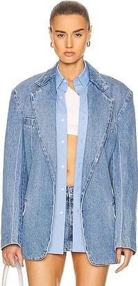 Alexander Wang Double Breasted Boxy Blazer in Blue