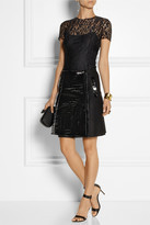 Thumbnail for your product : Erdem Arietta patent-leather and wool-blend wrap mini skirt