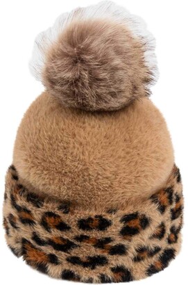 Pia Rossini Ladies Super Soft Bobble Hat with Leopard Print Trim and Faux  Fur Pom Pom - ShopStyle