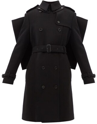 Burberry Panelled Cashmere-blend Trench Coat - Black