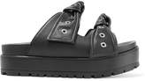Alexander McQueen - Eyelet-embellished Knotted Leather Platform Slides - Black