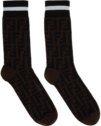 Fendi Cotton Intarsia-knit Logo Socks in Black for Men Save 16% Mens Underwear Fendi Underwear 