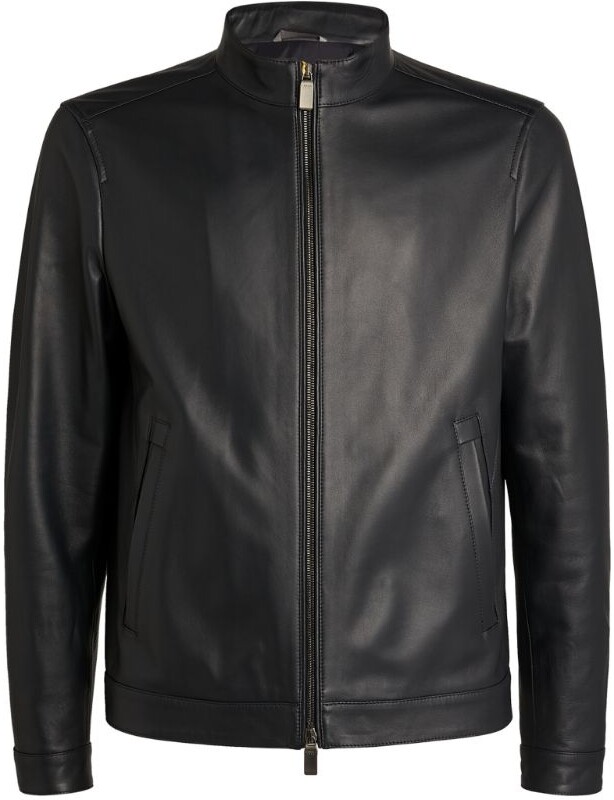Canali Leather Bomber Jacket - ShopStyle
