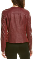 Thumbnail for your product : Lafayette 148 New York Trista Silk-Blend Lined Leather Jacket
