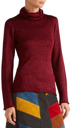 Alice + Olivia Billi Metallic Stretch-Knit Turtleneck Sweater