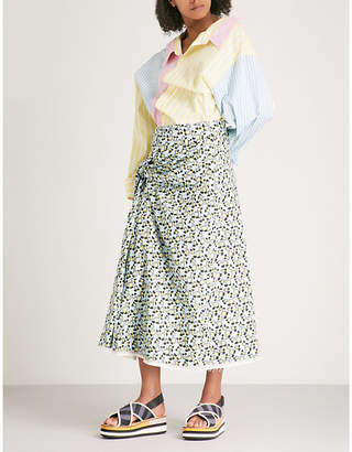 Marni Floral-print cotton and linen skirt