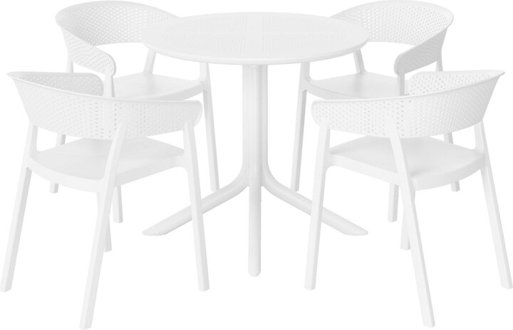 Westintrends 5-Piece Modern Patio Round Dining Table Set with Stackable Patio Dining Chairs