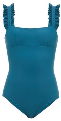 Ephemera - Ruffled-strap Swimsuit - Green Print