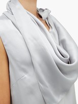 Thumbnail for your product : Ann Demeulemeester Knotted Handkerchief-neck Silk-satin Top - Light Blue