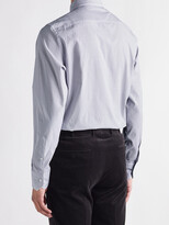 Thumbnail for your product : Ermenegildo Zegna Cutaway-Collar Micro-Checked Cotton Shirt - Men - Blue - EU 45