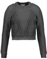 Thumbnail for your product : Milly Cropped Cable-Knit Wool-Cloqué Sweater