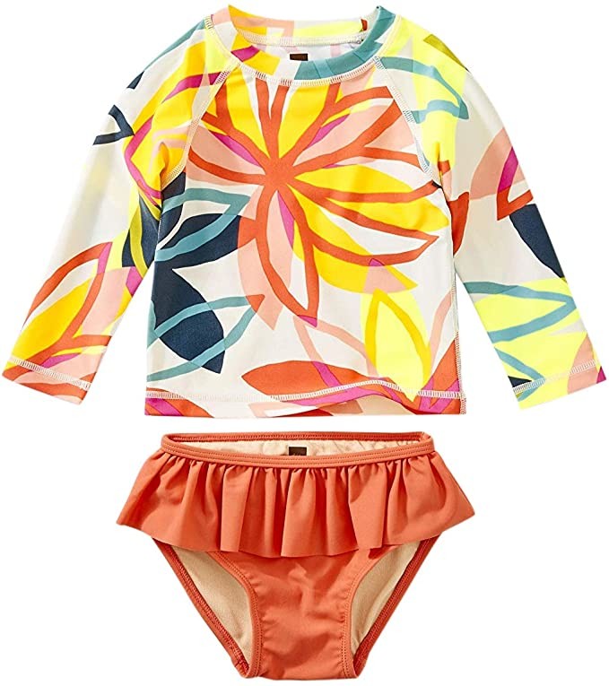 Tea Collection Rash Guard Swimwear Set, Girls, Tradewinds Floral