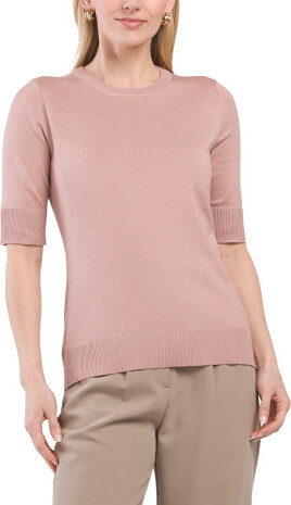 TJMAXX Jersey Elbow Sleeve Crew Neck Sweater, Polyester/Rayon
