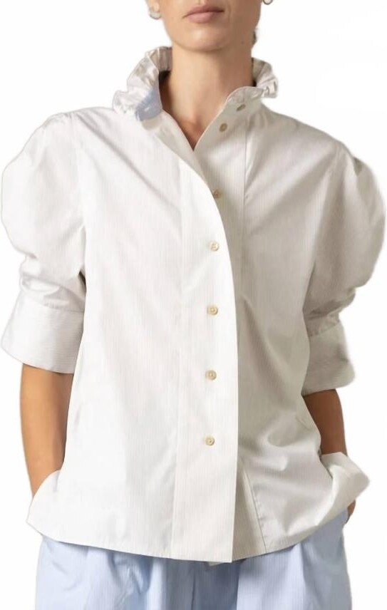 Thierry Colson Vita Lady Poplin Blouse In Turtle Dove