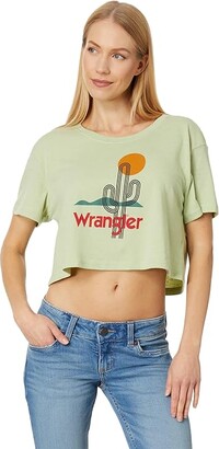 Wrangler Boyfriend Crop Tee Cactus (Caviar) Women's Clothing