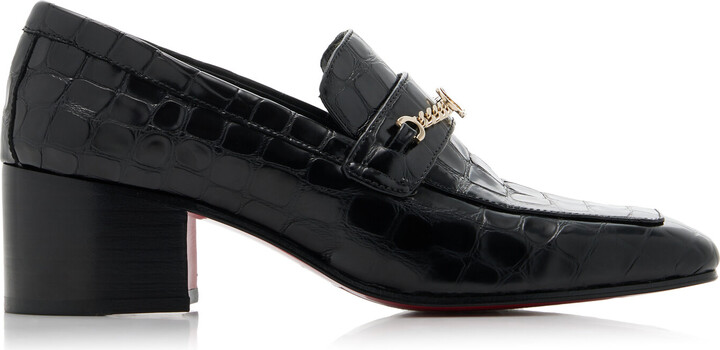MJ Moc 50mm Croc-Embossed Leather Pumps