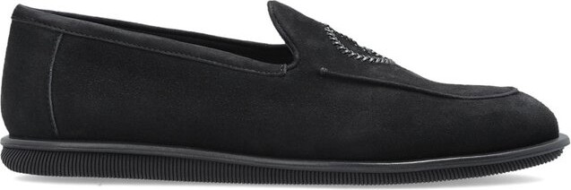 Giorgio Armani Logo Embroidered Slip-On Loafers