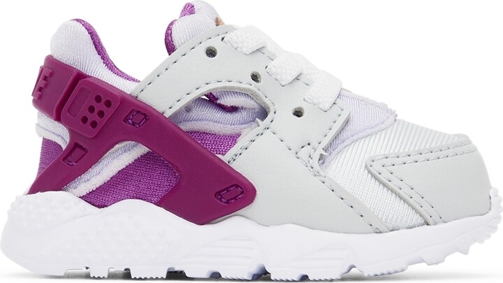 Nike Baby Silver & Purple Huarache Run Sneakers
