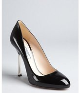 Thumbnail for your product : Prada black patent leather silver heel pumps