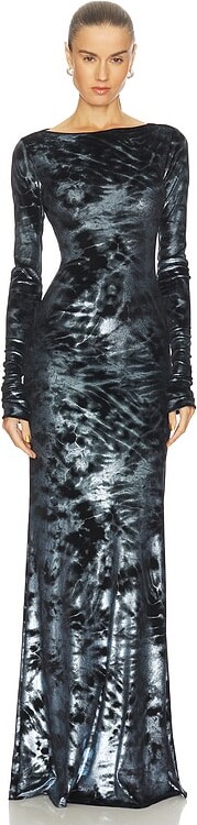 Sally LaPointe Velour Boatneck Gown