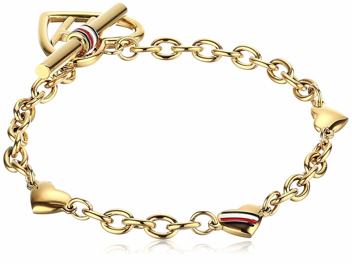 Tommy Hilfiger Women's Jewelry Stainless Steel Open Heart Toggle Bracelet  Color: Gold Plated (Model: 2780112) - ShopStyle