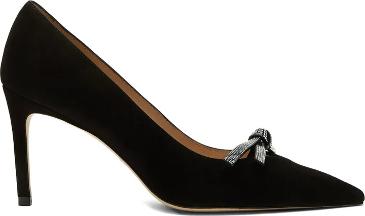 Stuart Weitzman 80mm Bow-embellished suede pumps