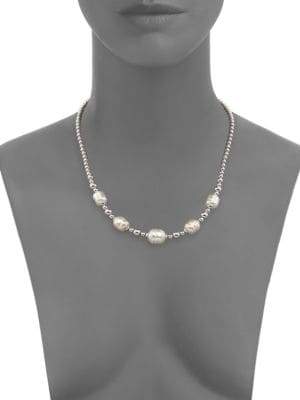 Majorica 8MM-12MM White Baroque Pearl Beaded Necklace