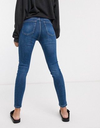Bershka super skinny 5 pocket jeans in dark blue - ShopStyle
