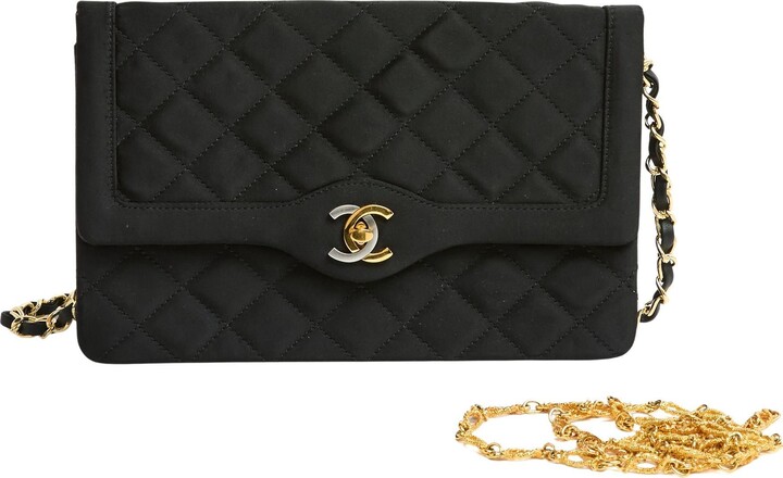Karl Lagerfeld Paris Chanel 1996 Sac Pochette Haute Couture Black Satin Shoulder Bag Clutch 2 Chains